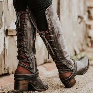 Freebird Coal Black Distressed Boots Size 8